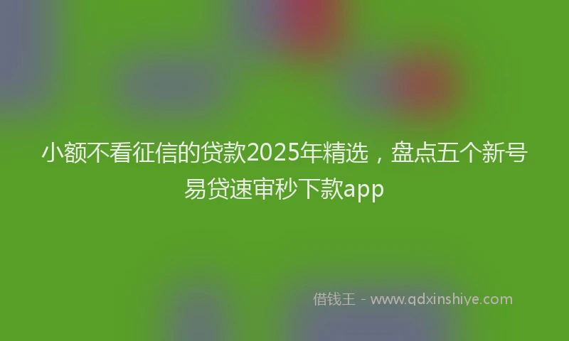 小额不看征信的贷款2025年精选，盘点五个新号易贷速审秒下款app