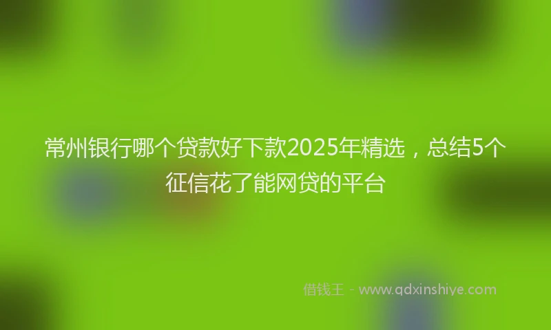 常州银行哪个贷款好下款2025年精选，总结5个征信花了能网贷的平台