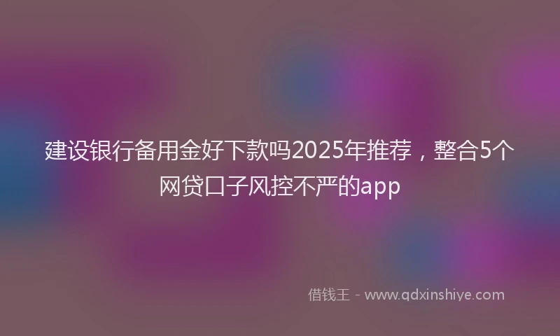 建设银行备用金好下款吗2025年推荐，整合5个网贷口子风控不严的app