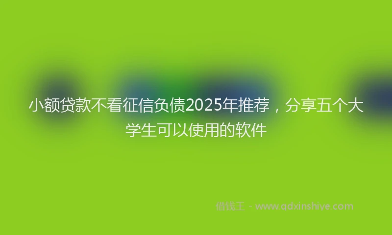 小额贷款不看征信负债2025年推荐，分享五个大学生可以使用的软件