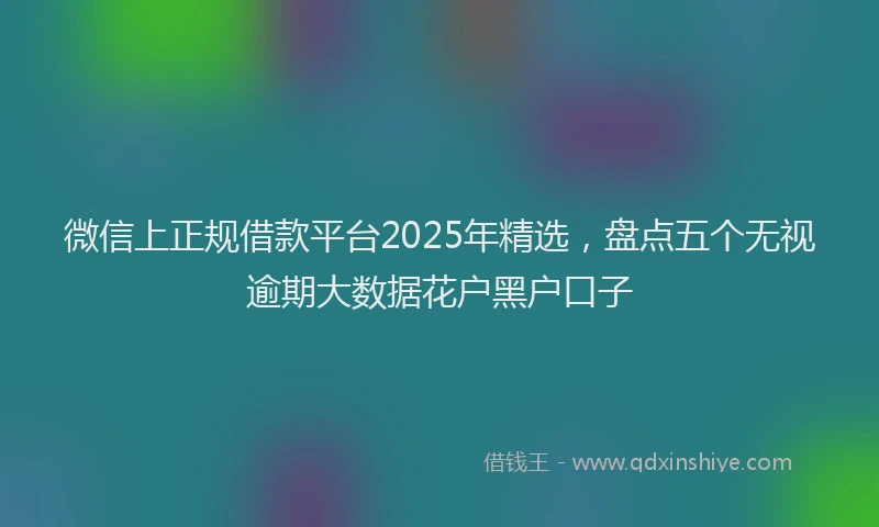 微信上正规借款平台2025年精选，盘点五个无视逾期大数据花户黑户口子