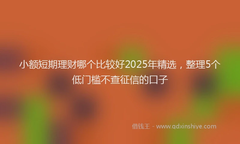 小额短期理财哪个比较好2025年精选，整理5个低门槛不查征信的口子