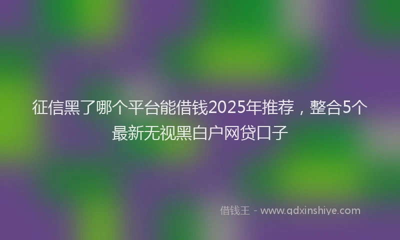 征信黑了哪个平台能借钱2025年推荐，整合5个最新无视黑白户网贷口子