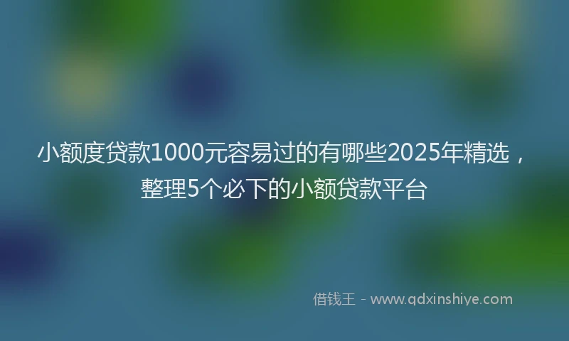 小额度贷款1000元容易过的有哪些2025年精选，整理5个必下的小额贷款平台