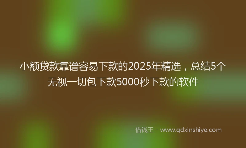 小额贷款靠谱容易下款的2025年精选，总结5个无视一切包下款5000秒下款的软件