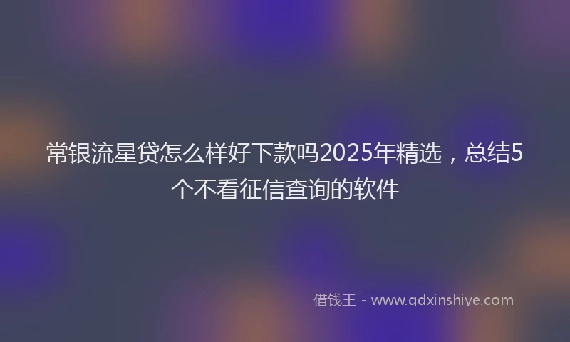 常银流星贷怎么样好下款吗2025年精选，总结5个不看征信查询的软件