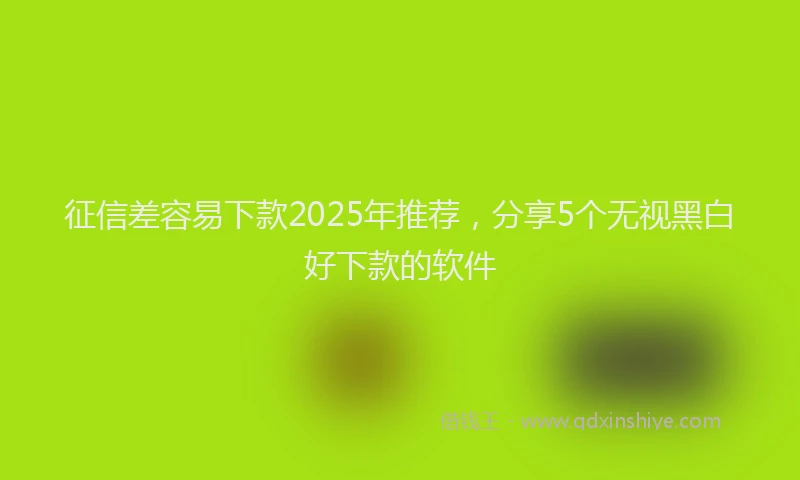 征信差容易下款2025年推荐，分享5个无视黑白好下款的软件