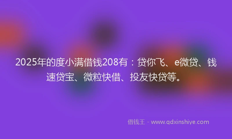 2025年的度小满借钱208有：贷你飞、e微贷、钱速贷宝、微粒快借、投友快贷等。
