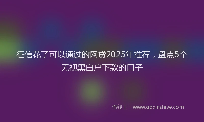 征信花了可以通过的网贷2025年推荐，盘点5个无视黑白户下款的口子