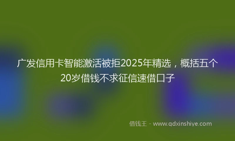 广发信用卡智能激活被拒2025年精选，概括五个20岁借钱不求征信速借口子