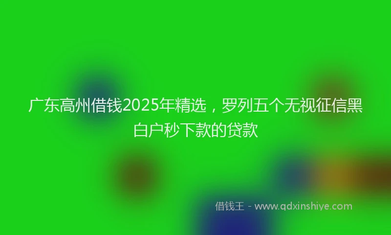 广东高州借钱2025年精选，罗列五个无视征信黑白户秒下款的贷款