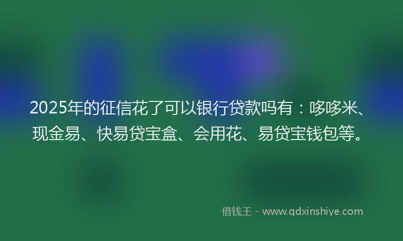 2025年的征信花了可以银行贷款吗有：哆哆米、现金易、快易贷宝盒、会用花、易贷宝钱包等。