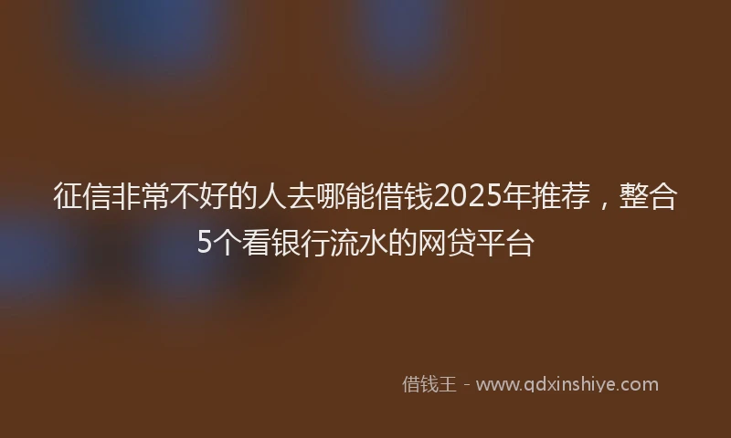 征信非常不好的人去哪能借钱2025年推荐，整合5个看银行流水的网贷平台