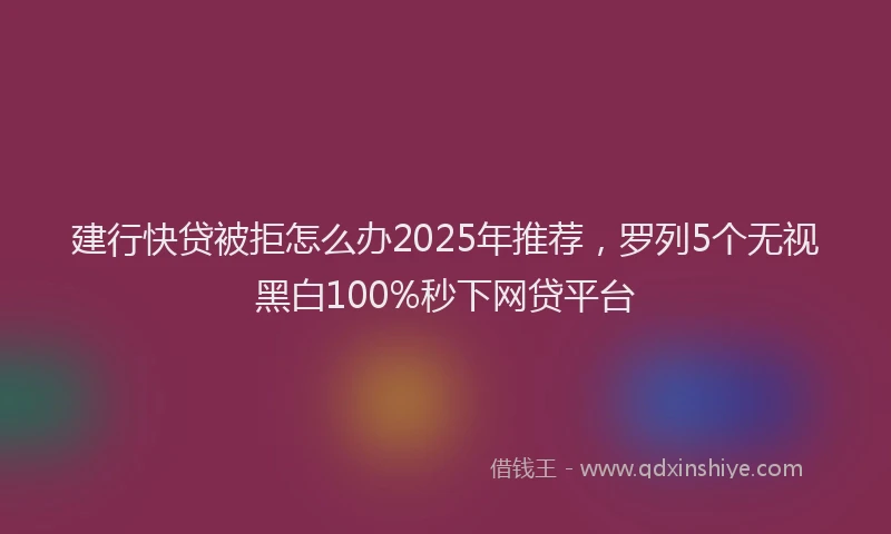 建行快贷被拒怎么办2025年推荐，罗列5个无视黑白100%秒下网贷平台