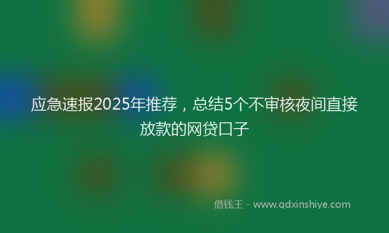 应急速报2025年推荐，总结5个不审核夜间直接放款的网贷口子