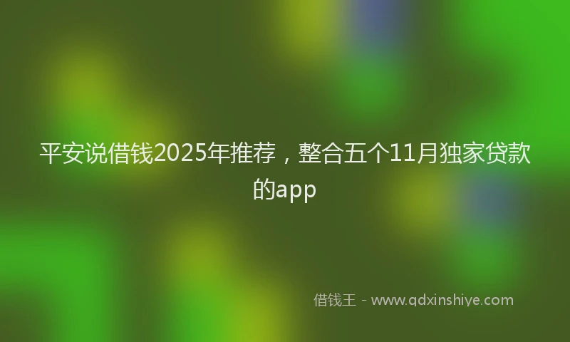 平安说借钱2025年推荐，整合五个11月独家贷款的app
