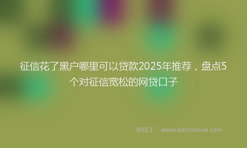 征信花了黑户哪里可以贷款2025年推荐，盘点5个对征信宽松的网贷口子