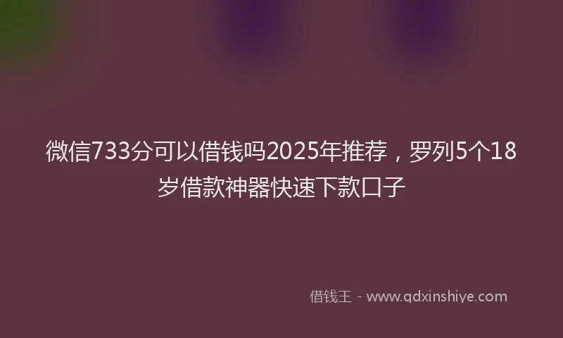 微信733分可以借钱吗2025年推荐，罗列5个18岁借款神器快速下款口子