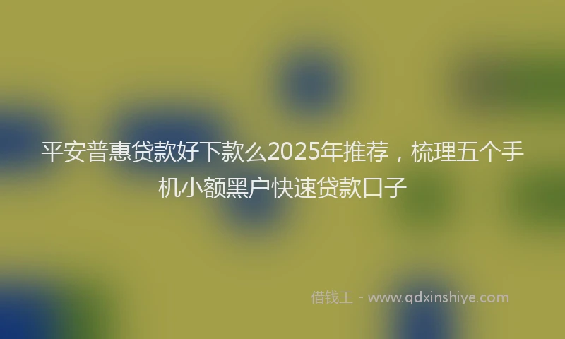 平安普惠贷款好下款么2025年推荐，梳理五个手机小额黑户快速贷款口子