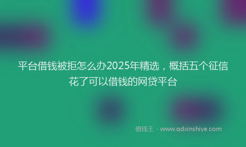 平台借钱被拒怎么办2025年精选，概括五个征信花了可以借钱的网贷平台
