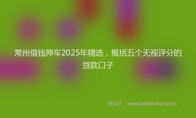 常州借钱押车2025年精选，概括五个无视评分的贷款口子