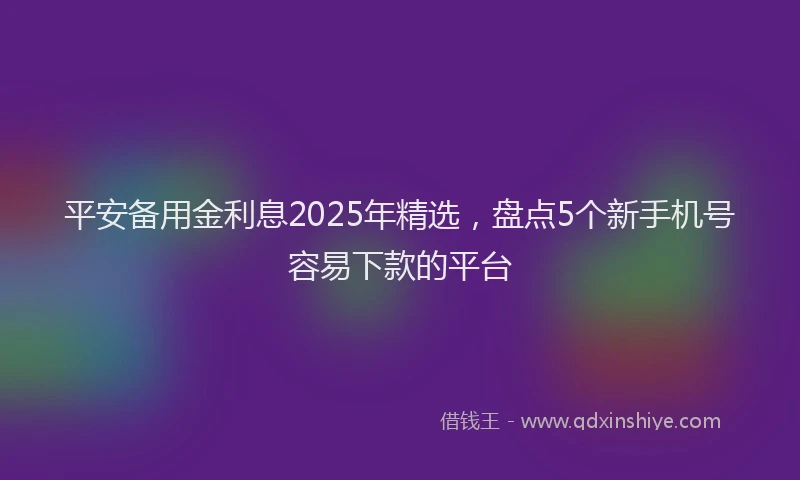 平安备用金利息2025年精选，盘点5个新手机号容易下款的平台