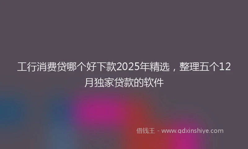 工行消费贷哪个好下款2025年精选，整理五个12月独家贷款的软件