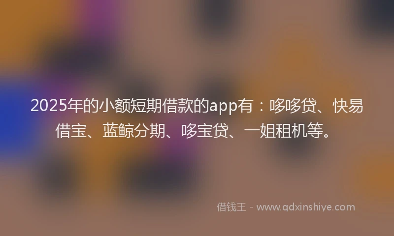 2025年的小额短期借款的app有：哆哆贷、快易借宝、蓝鲸分期、哆宝贷、一姐租机等。