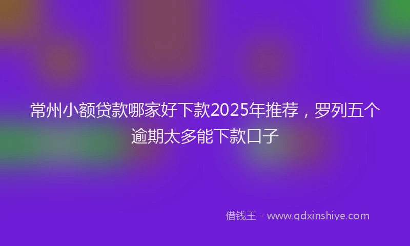 常州小额贷款哪家好下款2025年推荐，罗列五个逾期太多能下款口子