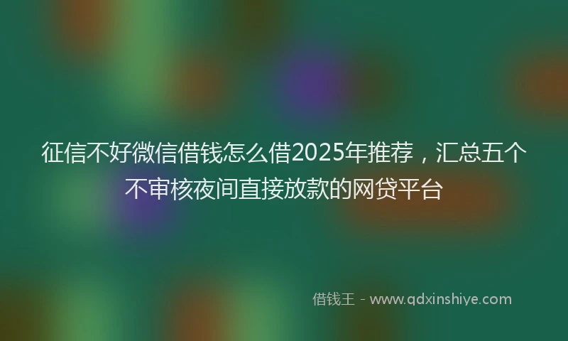 征信不好微信借钱怎么借2025年推荐，汇总五个不审核夜间直接放款的网贷平台