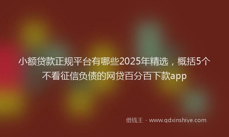 小额贷款正规平台有哪些2025年精选，概括5个不看征信负债的网贷百分百下款app