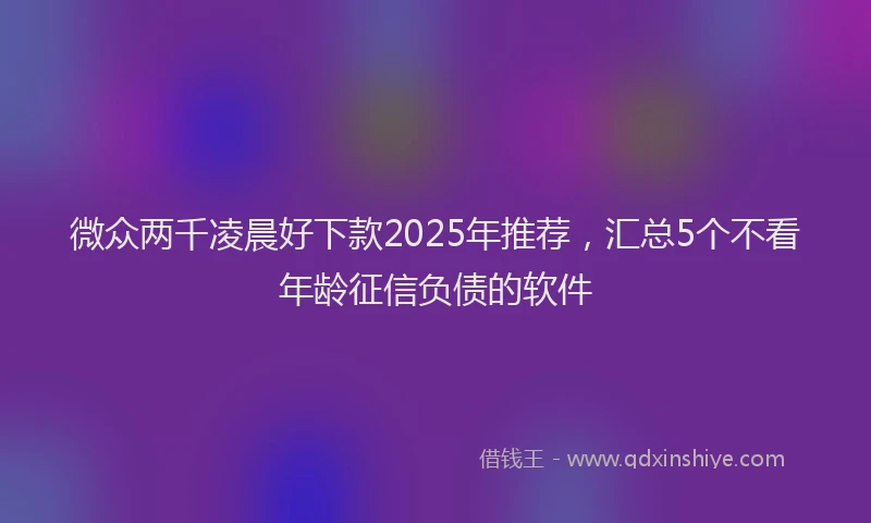 微众两千凌晨好下款2025年推荐，汇总5个不看年龄征信负债的软件