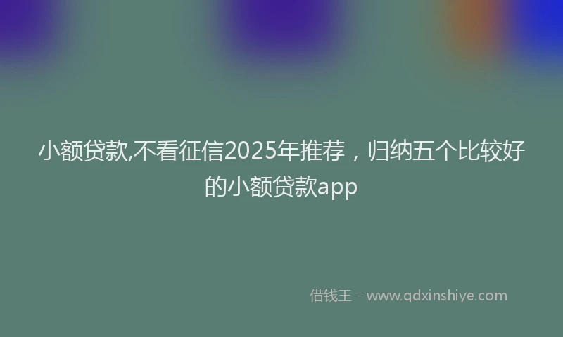 小额贷款,不看征信2025年推荐，归纳五个比较好的小额贷款app