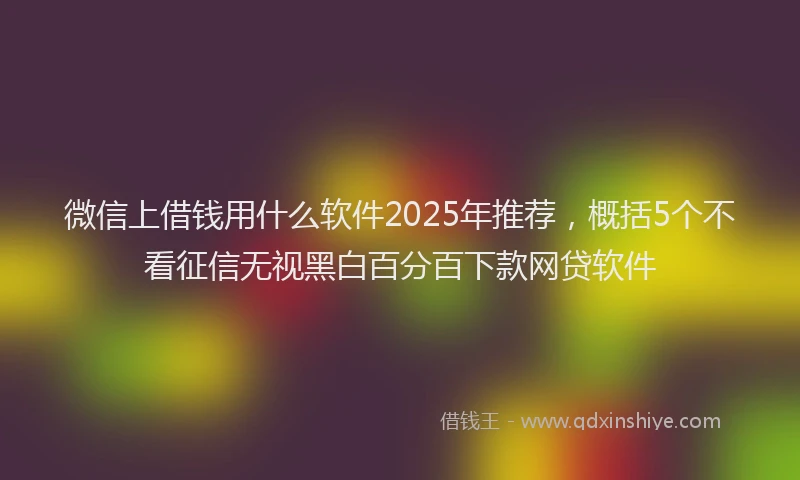 微信上借钱用什么软件2025年推荐，概括5个不看征信无视黑白百分百下款网贷软件