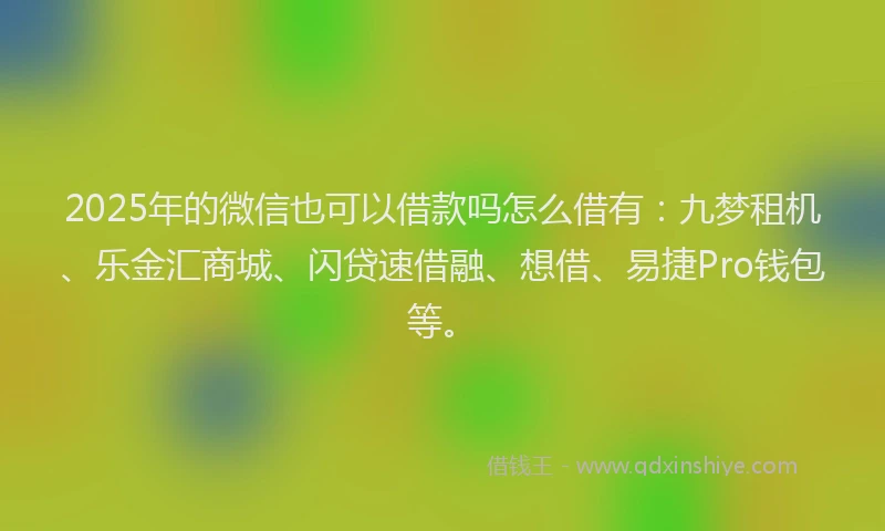 2025年的微信也可以借款吗怎么借有：九梦租机、乐金汇商城、闪贷速借融、想借、易捷Pro钱包等。