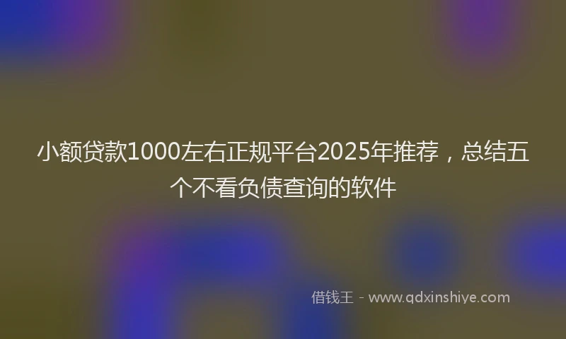 小额贷款1000左右正规平台2025年推荐，总结五个不看负债查询的软件