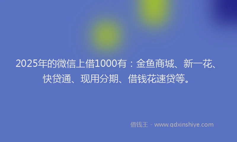 2025年的微信上借1000有：金鱼商城、新一花、快贷通、现用分期、借钱花速贷等。