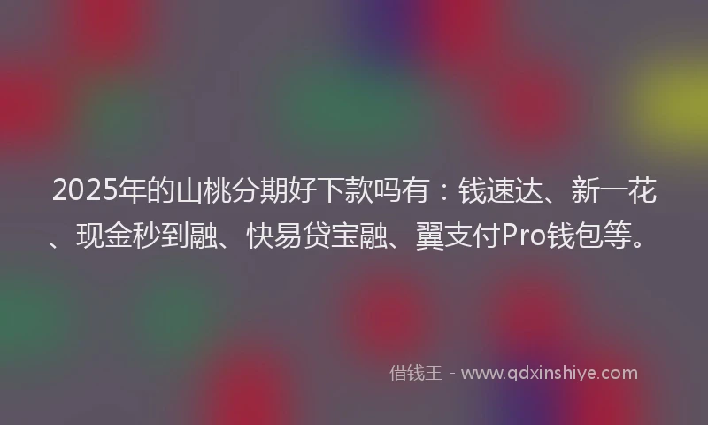 2025年的山桃分期好下款吗有：钱速达、新一花、现金秒到融、快易贷宝融、翼支付Pro钱包等。
