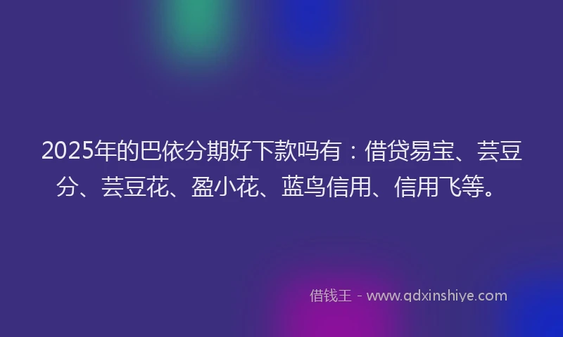 2025年的巴依分期好下款吗有：借贷易宝、芸豆分、芸豆花、盈小花、蓝鸟信用、信用飞等。