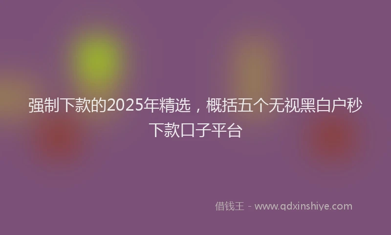 强制下款的2025年精选，概括五个无视黑白户秒下款口子平台