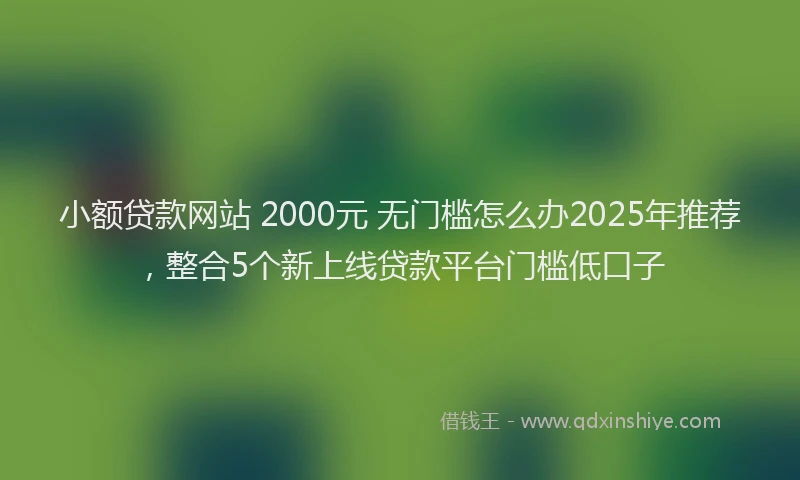 小额贷款网站 2000元 无门槛怎么办2025年推荐，整合5个新上线贷款平台门槛低口子