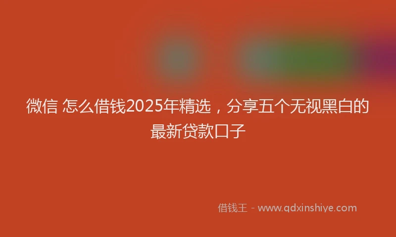 微信 怎么借钱2025年精选，分享五个无视黑白的最新贷款口子