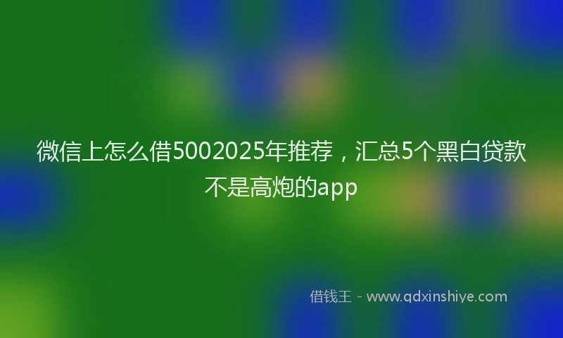 微信上怎么借5002025年推荐，汇总5个黑白贷款不是高炮的app