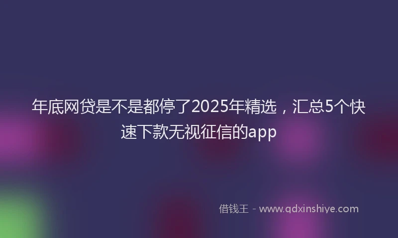 年底网贷是不是都停了2025年精选，汇总5个快速下款无视征信的app