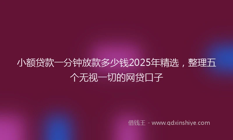 小额贷款一分钟放款多少钱2025年精选，整理五个无视一切的网贷口子