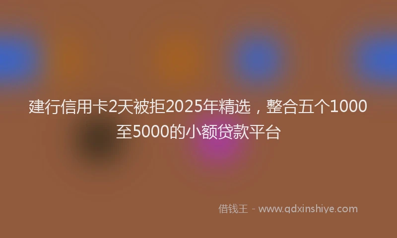 建行信用卡2天被拒2025年精选，整合五个1000至5000的小额贷款平台