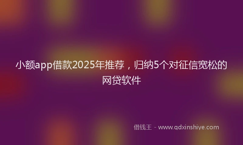 小额app借款2025年推荐，归纳5个对征信宽松的网贷软件
