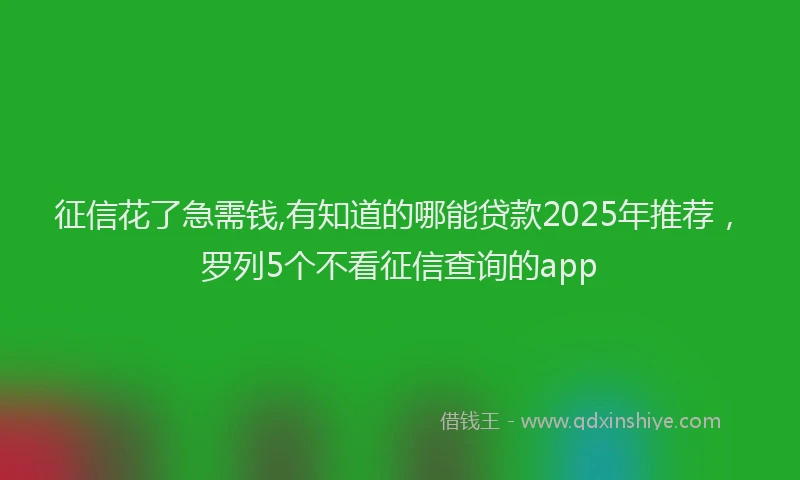 征信花了急需钱,有知道的哪能贷款2025年推荐，罗列5个不看征信查询的app