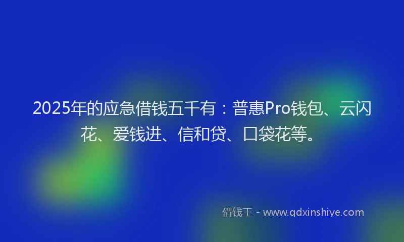 2025年的应急借钱五千有：普惠Pro钱包、云闪花、爱钱进、信和贷、口袋花等。