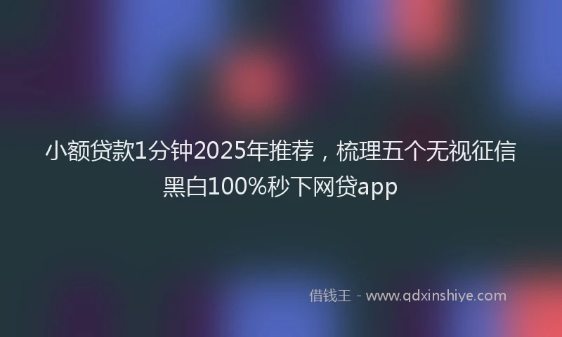 小额贷款1分钟2025年推荐，梳理五个无视征信黑白100%秒下网贷app